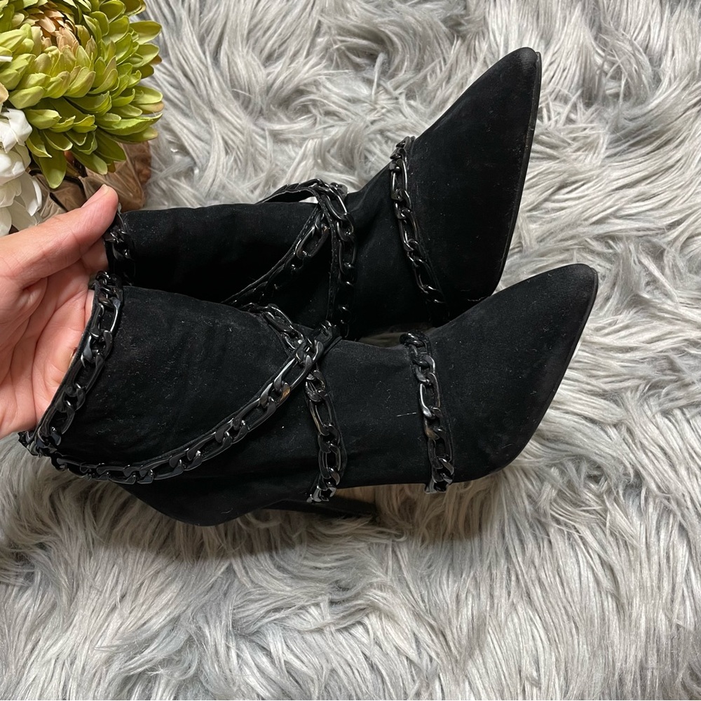 Scene Weaver Black Chain Pointy Booties - image 3